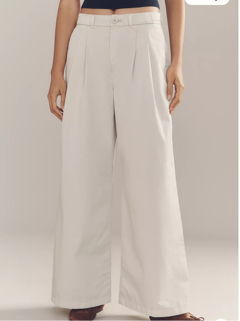 Anthropologie Wide-Leg High-Rise Cream Trousers